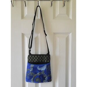 Mary Lynn O'shea Crossbody Bag Blue Woven Floral Tapestry Patchwork Boho Hippie